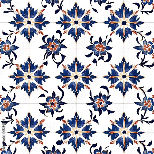 Seamless tile patterns combining cultural, modern, and botanical inspirations for commercial vector.