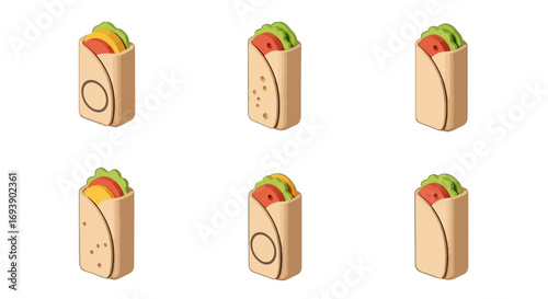 Burrito Vector Icon Set Delicious Food Graphics