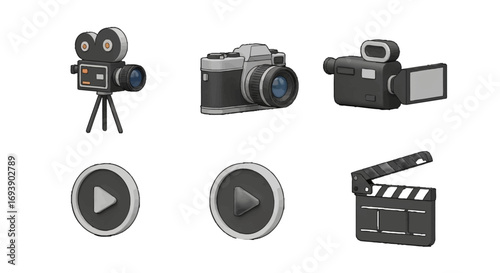 Film & Camera Vector Icon Set Movie Production Graphics