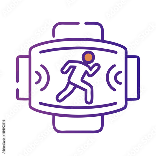 Modern smart watch icon displaying a running figure on the screen for fitness tracking