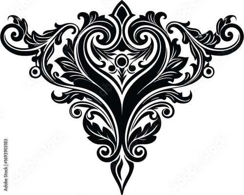 Vector art of elaborate heraldic ornament, decorative design element