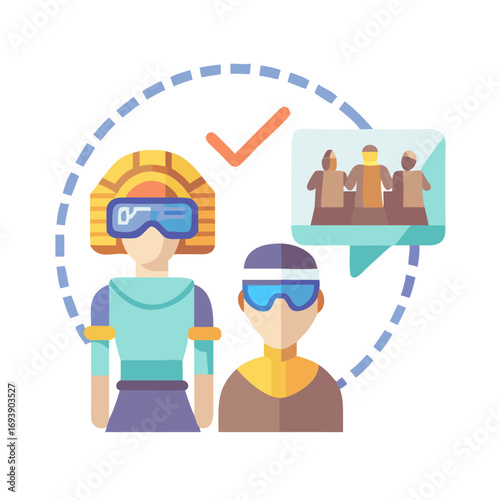 Successful group meeting with virtual reality concept showing collaborative teamwork and positive results