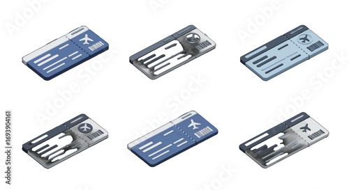 Airline Ticket Vector Icon Set Travel & Flight