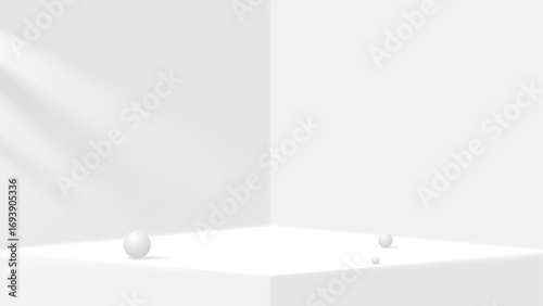 white pedestal background with om corner space.