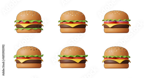 Hamburger Vector Icon Set Delicious Fast Food Graphics