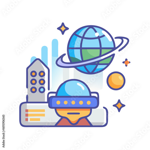 Virtual Reality Metaverse Illustration Depicting Technological Integration and the Future of Digital Interaction