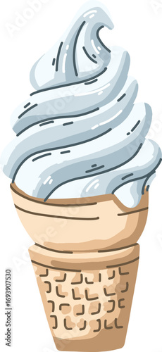 Soft Serve Ice Cream Cone Illustration