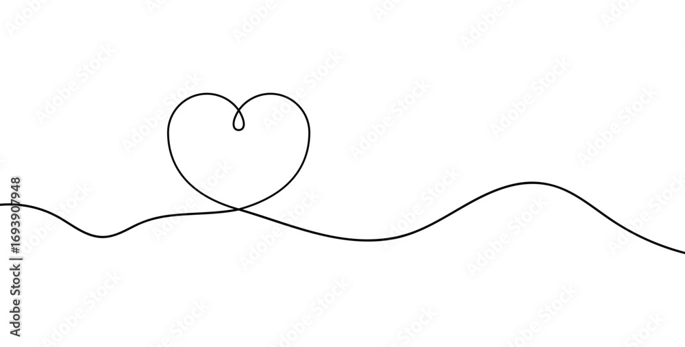 Fototapeta premium Heart. Continuous line art drawing