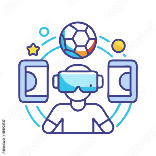 Virtual Reality Soccer Game: An Immersive Experience with Digital Screens and Vibrant Colors