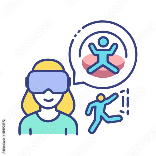 Virtual Reality Experience: Woman Immersed in a Digital World with Futuristic Headset