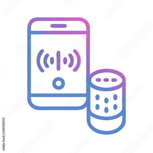 Smart Home Device Icon Featuring a Smartphone and a Smart Speaker