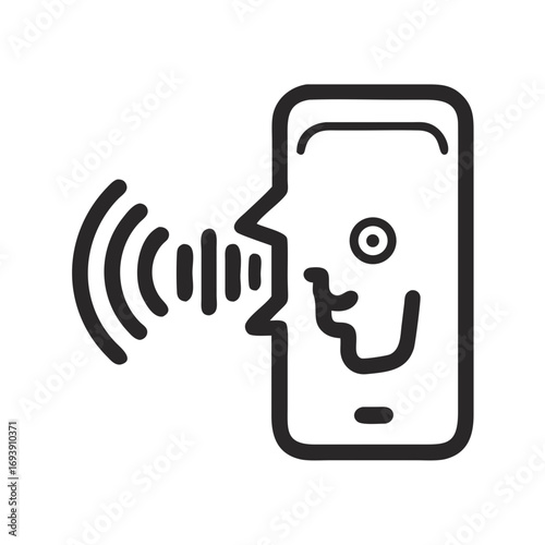 Voice recognition interface for smartphones showcasing digital communication using a minimalist vector design