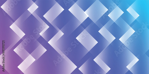 Abstract background of overlapping translucent diamonds in shades of purple and blue.