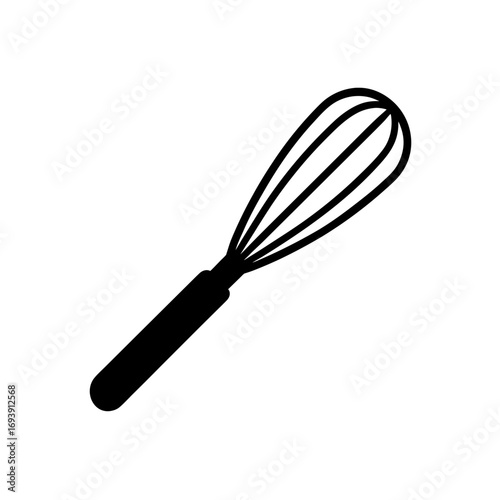 Simple black whisk silhouette on transparent background