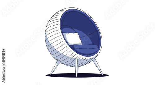 Futuristic egg shaped lounge chair with modern pod design for contemporary living spaces