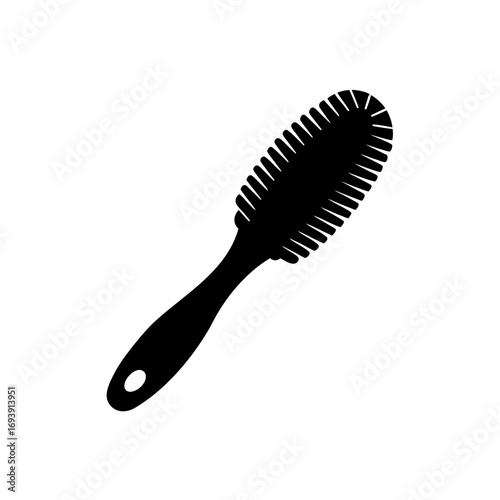 Silhouette of an oval brush on transparent background