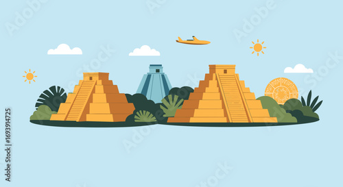 Ancient mesoamerican pyramids majestic structures of a lost civilization in lush tropical landscape