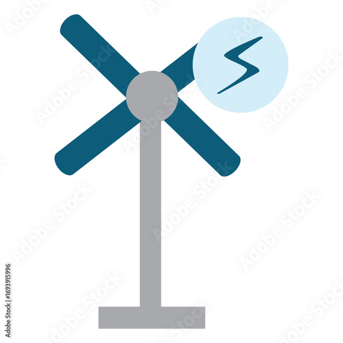 Wind Turbine with Lightning Symbol