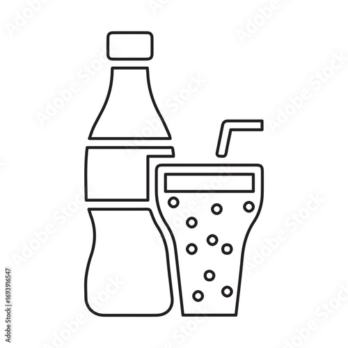 Beverage bottle and glass