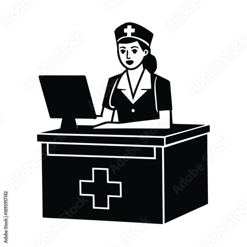 Hospital Reception Desk With Nurse