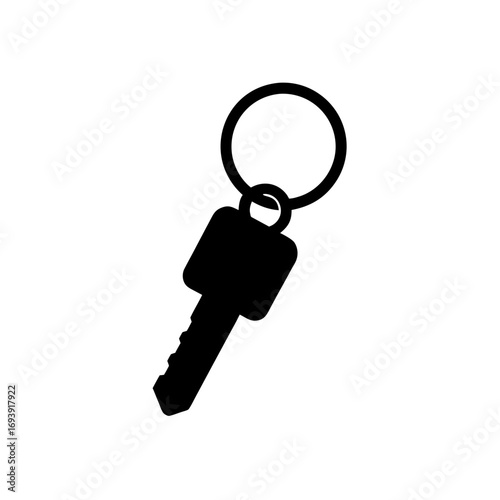 Silhouette of a simple key on transparent background