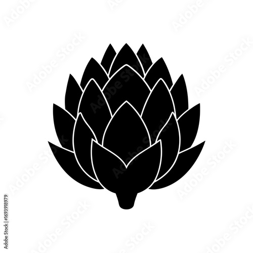 Silhouette of an artichoke bud on transparent background