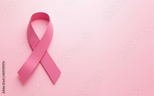 Breast cancer awareness month poster background concept design. Realistic pink bow ribbon vector illustration template. High quality