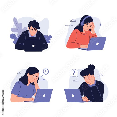 Students struggling with online learning and excessive screen time causing stress and fatigue