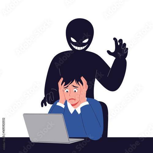 Cyber bullying harassment threat online aggression and fear social media danger digital violence personal attack