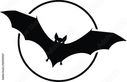 Silhouette of a bat in flight, perfect for halloween decorations and spooky designs with a nocturnal vibe
