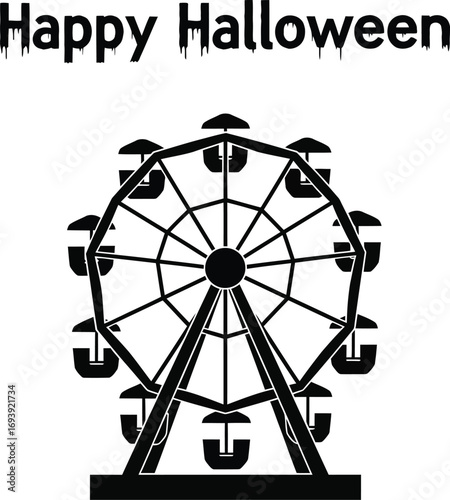 Happy Halloween ferris wheel with Halloween theme, Halloween concept design for decoration