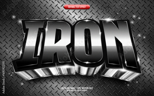 Bold metallic iron 3D editable text effect