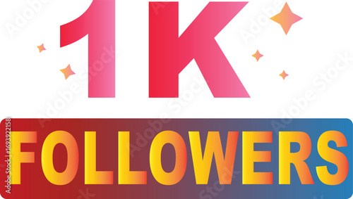 1k followers png. 1K Followers Text Vector Illustration. Social Media Celebration and Subscriber Milestone Design. transparent png and vector illustration.