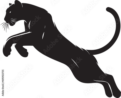 Black Panther Jumping Vector Silhouette