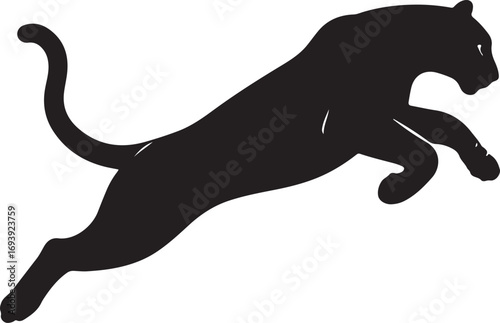 Black Panther Jumping Vector Silhouette