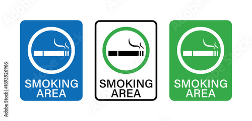 Smoking Area Icons, Cigarette Symbol, Designated Zone Pictogram, Outdoor Smoking Marker, Tobacco Notice, Public Space Vector