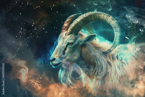 Astrological abstract composition with concept of Capricorn zodiac sign symbol