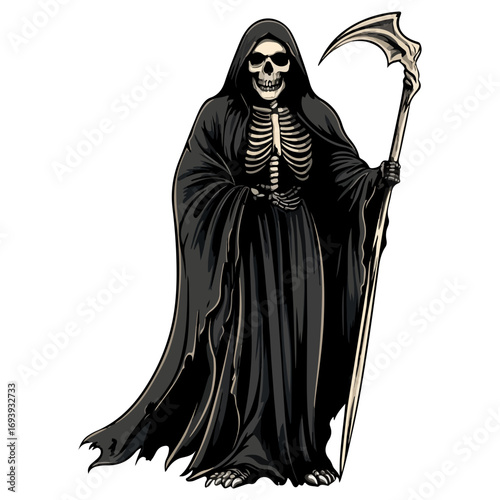 grim reaper, costume, halloween, festival, vector, transparent background, evil, horror, death, mask, reaper, devil, ghost, statue, model, dark, cloak, monster