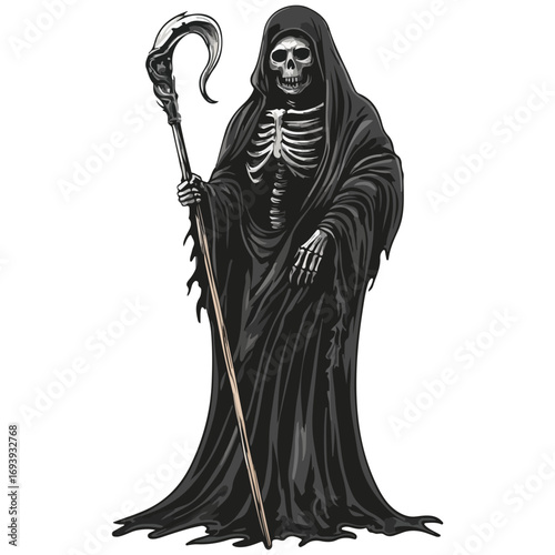 grim reaper, costume, halloween, festival, vector, transparent background, evil, horror, death, mask, reaper, devil, ghost, statue, model, dark, cloak, monster