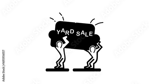 Yard Sale Sign, black isolated silhouette