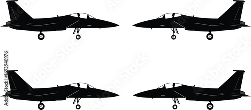 four fighter jets displayed in various angles