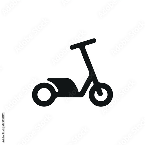 Vector flat design icon of an electric scooter. Symbol of eco-friendly vehicle suitable for urban mobility illustrations and contemporary transportation concepts