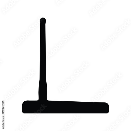 Black silhouette of a mop isolated on white background illustration