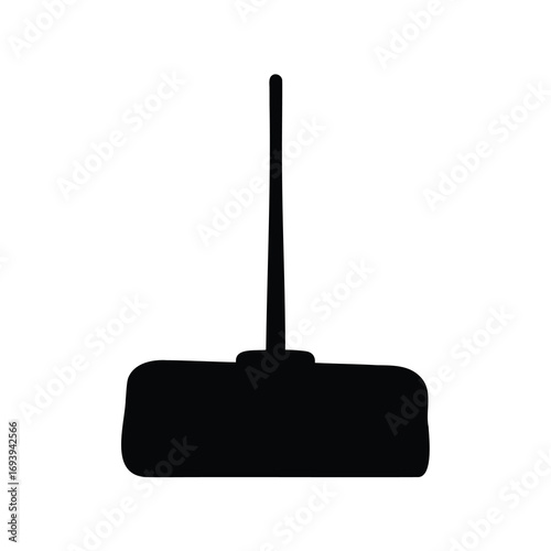 Silhouette of a floor mop with handle and rectangular head for cleaning