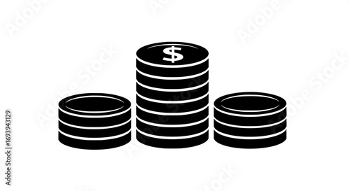 Three Stacks of Coins Representing Financial Growth