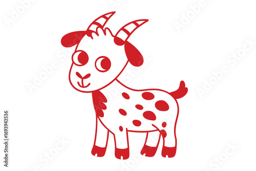 Cartoon goat outlined in red shows a sweet spotted look against a white backdrop