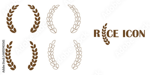 Wheats ears icon set and wheat design elements flat line vector collection isolated on transparent background. Harvest wheat grain, growth rice stalk and whole bread grains or field cereal nutritious.