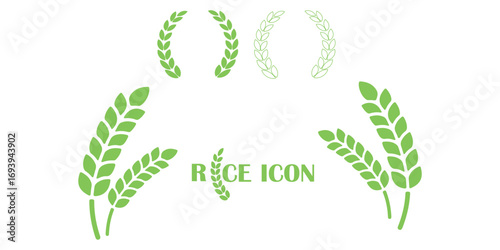 Wheats ears icon set and wheat design elements flat line vector collection isolated on transparent background. Harvest wheat grain, growth rice stalk and whole bread grains or field cereal nutritious.