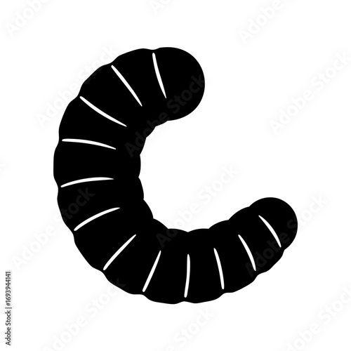 Simple vector illustration of a segmented worm in a black silhouette