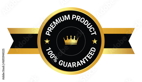 Premium quality vector badges. Luxury black and gold labels. For icon, logo, sign, seal, symbol, stamp, sticker. Vector illustration